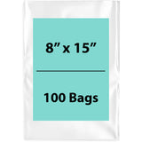 Clear Poly Bags 2 Mil Size: 8 inch (width) X 15 inch (height) Pack of 100 Bags