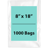 Clear Poly Bags 2 Mil Size: 8 inch (width) X 18 inch (height) Pack of 1000 Bags