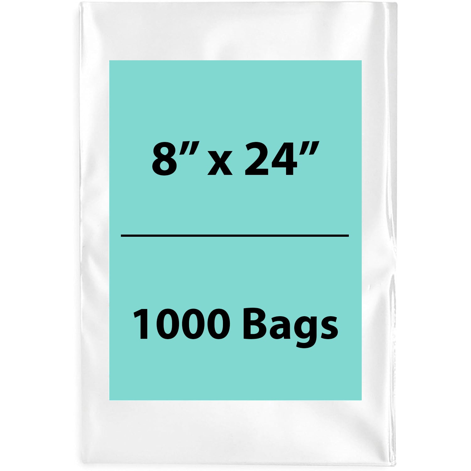 Clear Poly Bags 2 Mil Size: 8 inch (width) X 24 inch (height) Pack of 1000 Bags