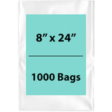 Clear Poly Bags 2 Mil Size: 8 inch (width) X 24 inch (height) Pack of 1000 Bags