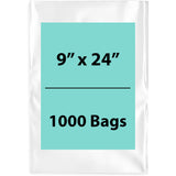 Clear Poly Bags 2 Mil Size: 9 inch (width) X 24 inch (Height) Pack of 1000 Bags