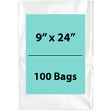 Clear Poly Bags 2 Mil Size: 9 inch (width) X 24 inch (Height) Pack of 100 Bags