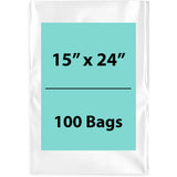 Clear Poly Bags 2 Mil Size: 15 inch (width) X 24 inch (Height) Pack of 100 Bags
