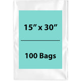Clear Poly Bags 2 Mil Size: 15 inch (width) X 30 inch (Height) Pack of 100 Bags