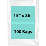 Clear Poly Bags 2 Mil Size: 15 inch (width) X 36 inch (Height) Pack of 100 Bags