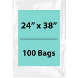 Clear Poly Bags 2 Mil size: 24 inch (width) X 38 inch (Height) Pack of 100 Bags
