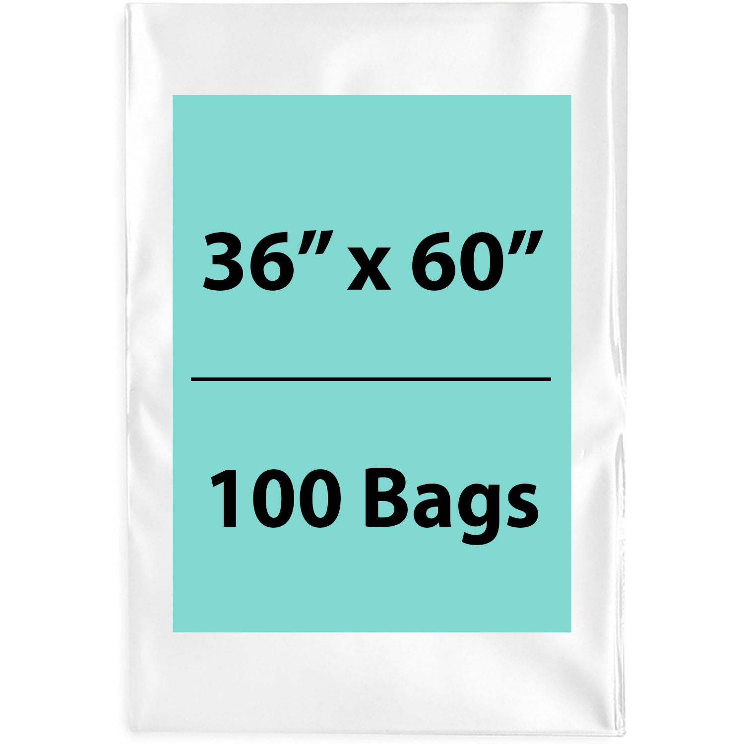36X60 inches Clear Flat Poly Bags 2Mil Open Top (LDPE)