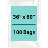 36X60 inches Clear Flat Poly Bags 2Mil Open Top (LDPE)