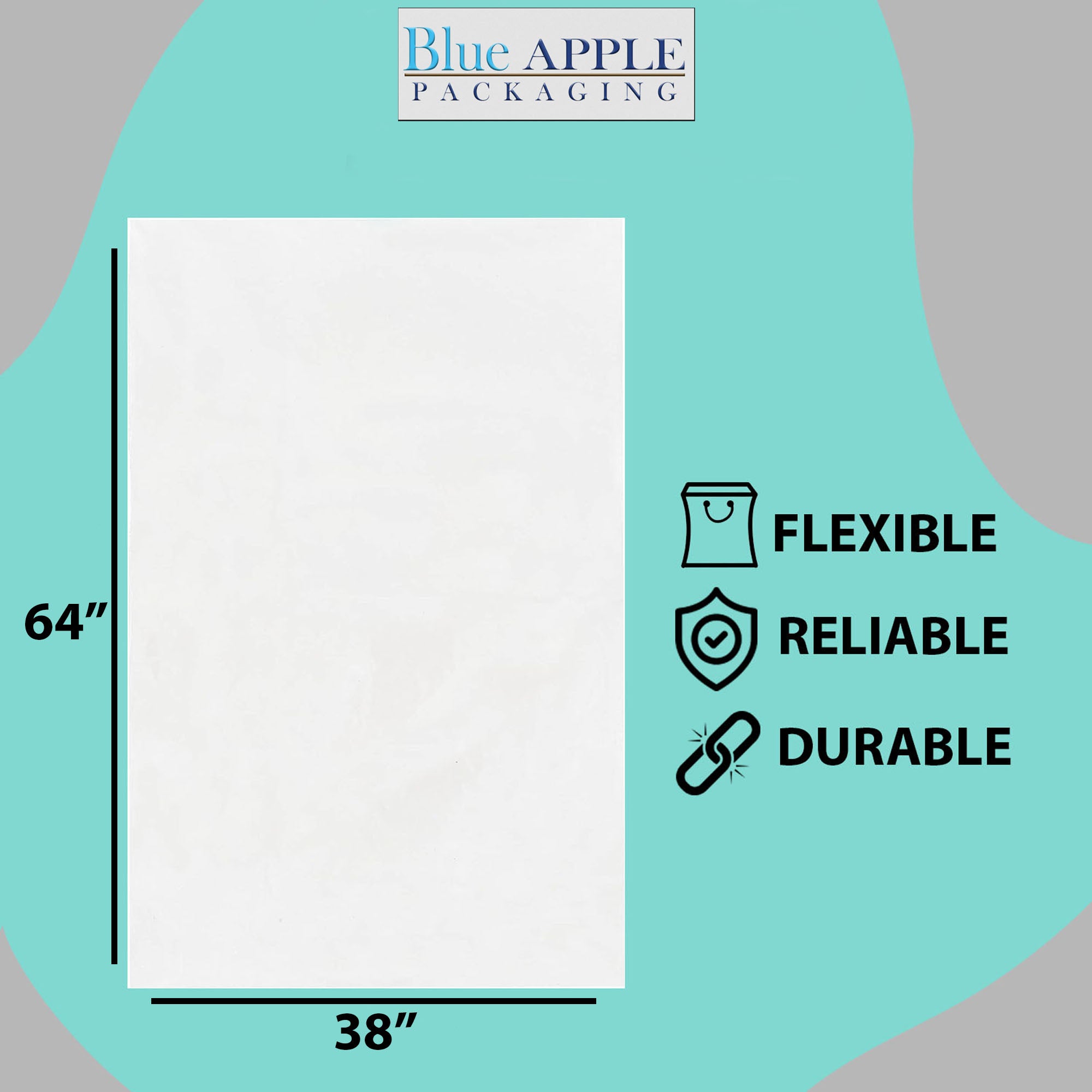 38X64 inches Clear Flat Poly Bags 2Mil Open Top (LDPE)