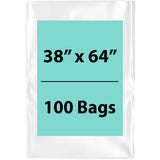 38X64 inches Clear Flat Poly Bags 2Mil Open Top (LDPE)