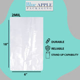 LDPE Clear Gusseted Poly Bags 2 mil 6" X 3" X 18"
