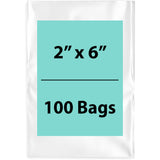 2X6 inches Clear Flat Poly Bags 1.5Mil Open Top (LDPE)