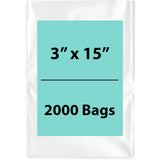 3X15 inches Clear Flat Poly Bags 1.5Mil Open Top (LDPE)