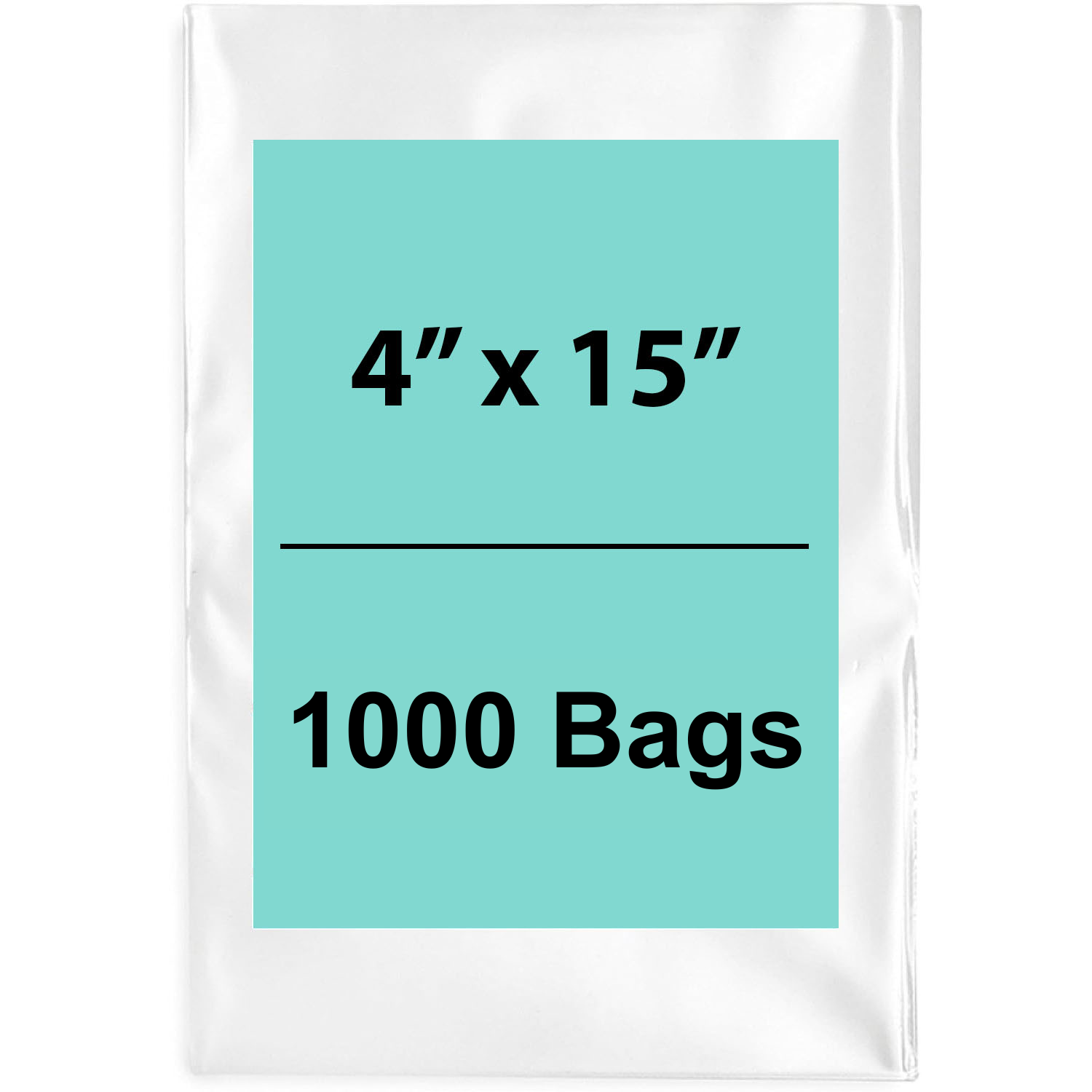 Clear Poly Bags Flat 4"X15" 1.5 Mil 1000 Bags