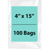 Clear Poly Bags Flat 4"X15" 1.5 Mil 100 Bags