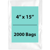 Clear Poly Bags Flat 4"X15" 1.5 Mil 2000 Bags