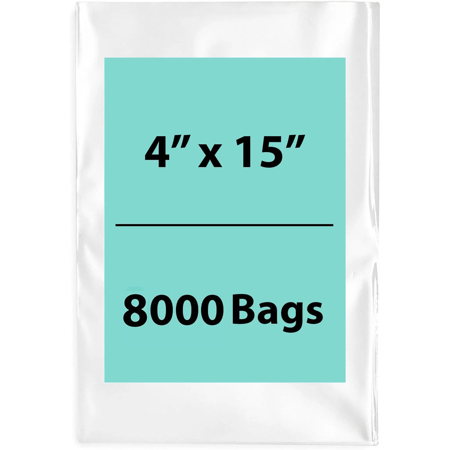 Clear Poly Bags Flat 4"X15" 1.5 Mil 8000 Bags