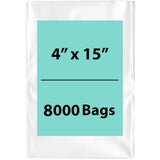 Clear Poly Bags Flat 4"X15" 1.5 Mil 8000 Bags