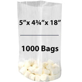 Clear Gusseted Poly bags 0.75 Mil, 5 inch X 4.75 inch X 18 inch Pack of 1000 Bags