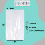 Clear Gusseted Poly bags 0.75 Mil, 5 inch X 4.75 inch X 18 inch