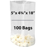 Clear Gusseted Poly bags 0.75 Mil, 5 inch X 4.75 inch X 18 inch Pack of 100 Bags