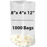 Clear Gusseted Poly bags 0.75 Mil, 8 inch X 4 inch X 12 inch Pack of 1000 Bags