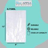 Clear Gusseted Poly bags 0.75 Mil, 8 inch X 4 inch X 12 inch