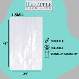 LDPE Clear Gusseted Poly Bags 1.5 mil 24" X 20" X 48"