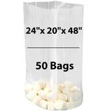 LDPE Clear Gusseted Poly Bags 2 Mil 24" X 20" X 48" 50 Bags