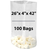 LDPE Clear Gusseted Poly Bags 2 Mil 26" X 4" X 42" 100 Bags