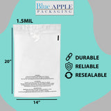 Poly Bags with suffocation warning 1.5 Mil 14X20 inches
