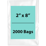 Clear Poly Bags 4 Mil size: 2 inch (width) X 8 inch (Height) Pack of 2000 Bags