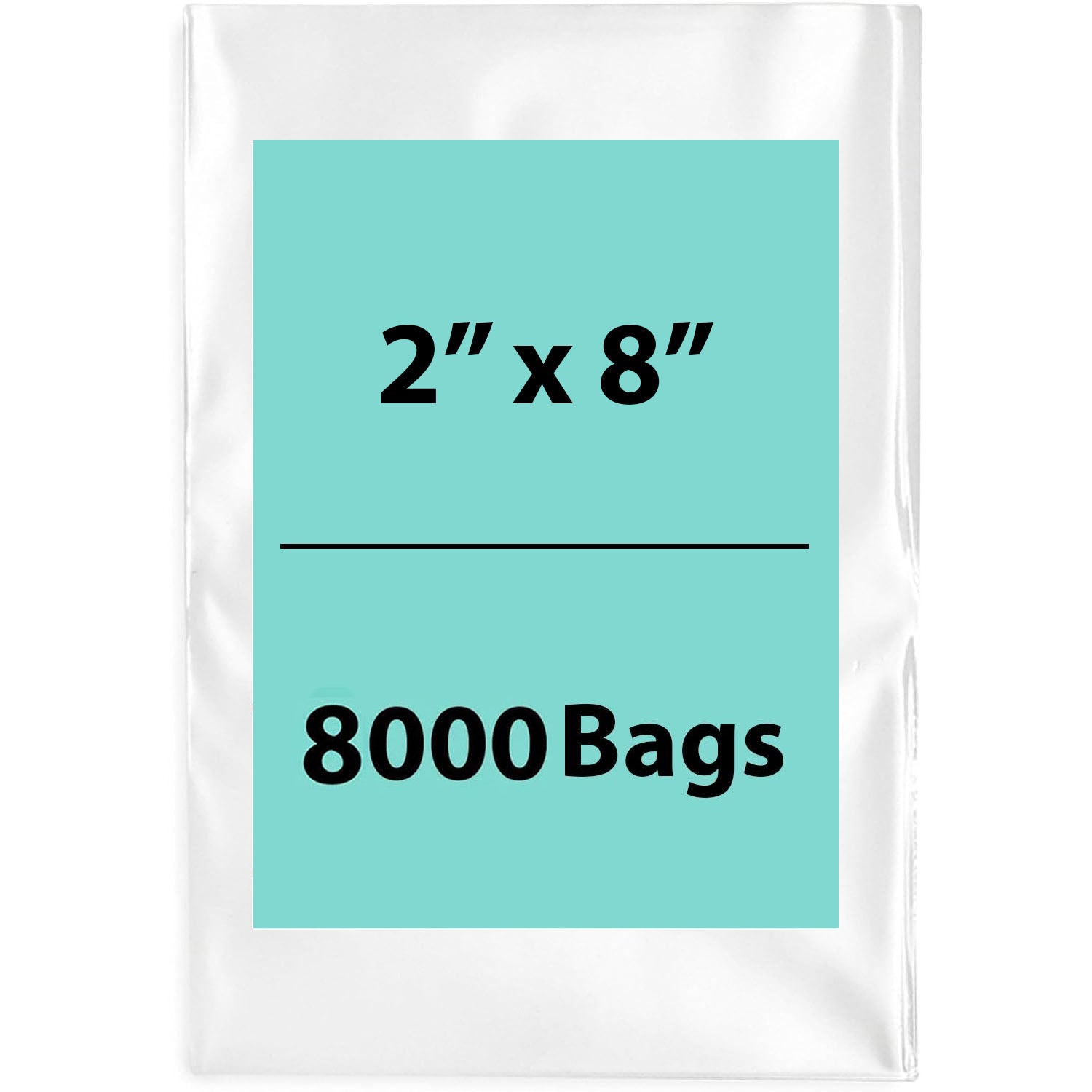 LDPE 4Mil Clear Poly Bags 2X8 inches 8000 Bags