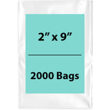 Clear Poly Bags 4 Mil size: 2 inch (width) X 9 inch (Height) Pack of 2000 Bags