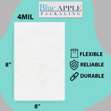 Clear Poly Bags Thickness: 4 Mil Size: 8 inch (width) X 8 inch (Height)