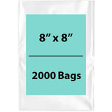 LDPE 4Mil Clear Poly Bags 8X8 inches 2000 Bags