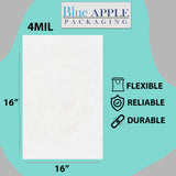 Clear poly bags Flat 16 inch (width) X 16 inch (Height) LDPE