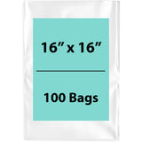 Clear poly bags Flat 16 inch (width) X 16 inch (Height) LDPE