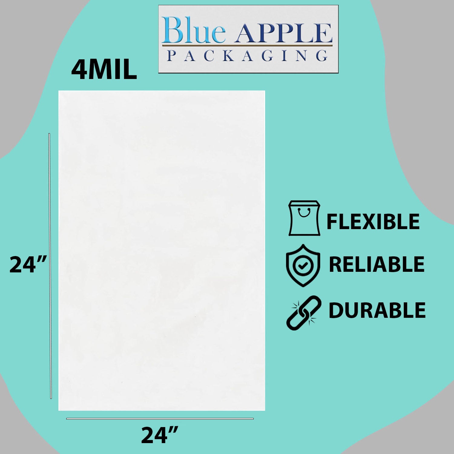 Clear poly bags Flat 24 inch (width) X 24 inch (Height) LDPE
