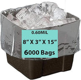 8X3X15 inches Gusset Bags/Ice Bucket Liner 0.6 mil TUF-R® Std Linear