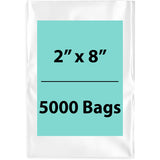 2X8 inches Clear Flat Poly Bags 1.5Mil Open Top (LDPE)