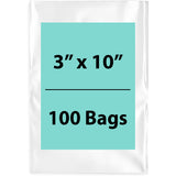 Clear Poly Bags Flat 1.5 mil 3"X10" 100 Bags