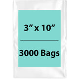 Clear Poly Bags Flat 1.5 mil 3"X10" 3000 Bags