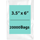 Clear Flat poly bags 1.5 Mil 3.5"X6" 20000 Bags