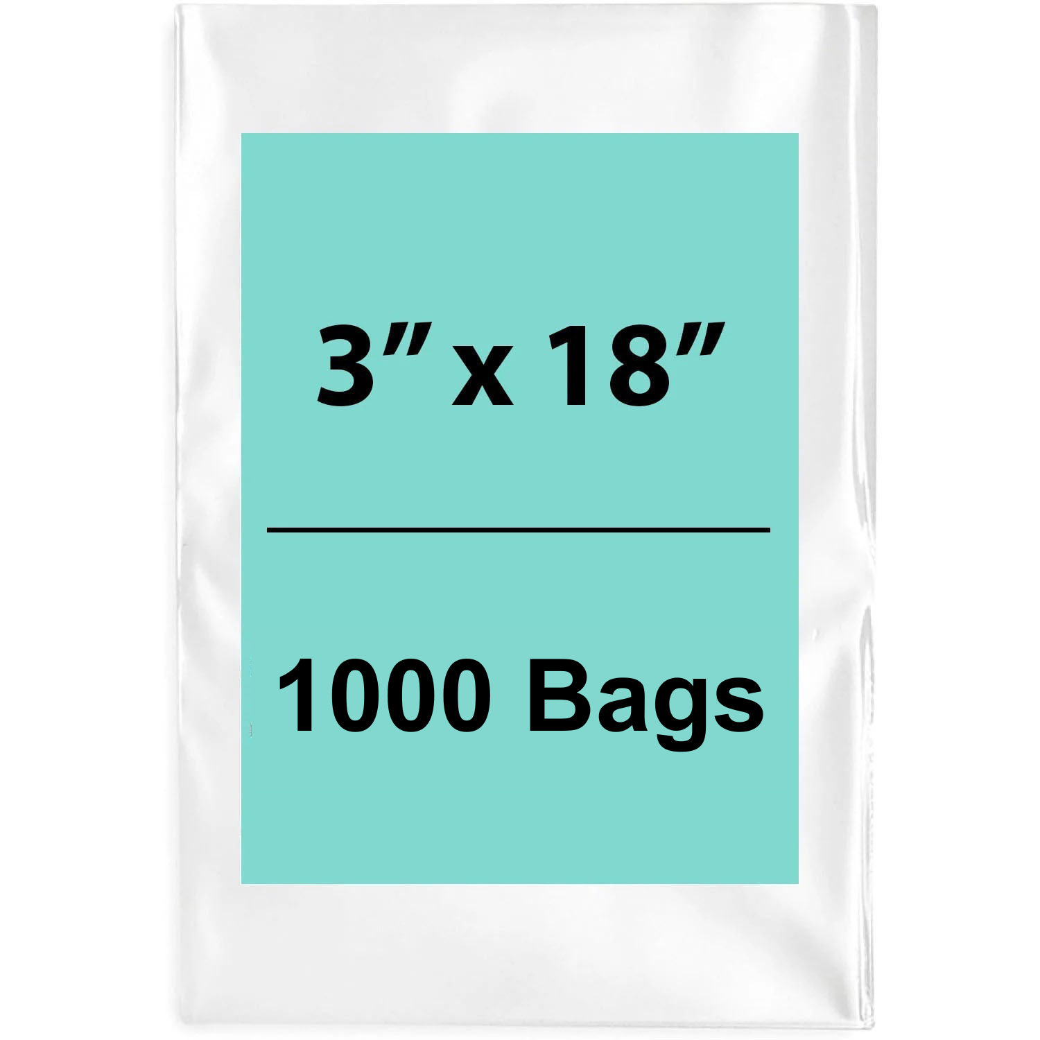 Clear Poly Bags 3"x 18" 1.5 Mil 1000 Bags