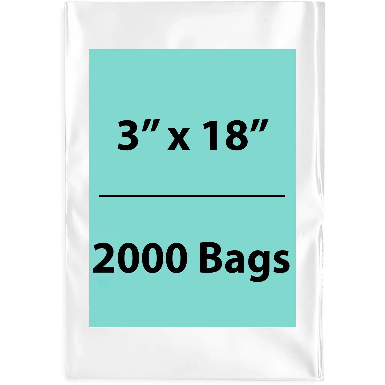 Clear Poly Bags 3"x 18" 1.5 Mil 2000 Bags