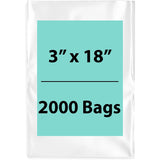 Clear Poly Bags 3"x 18" 1.5 Mil 2000 Bags