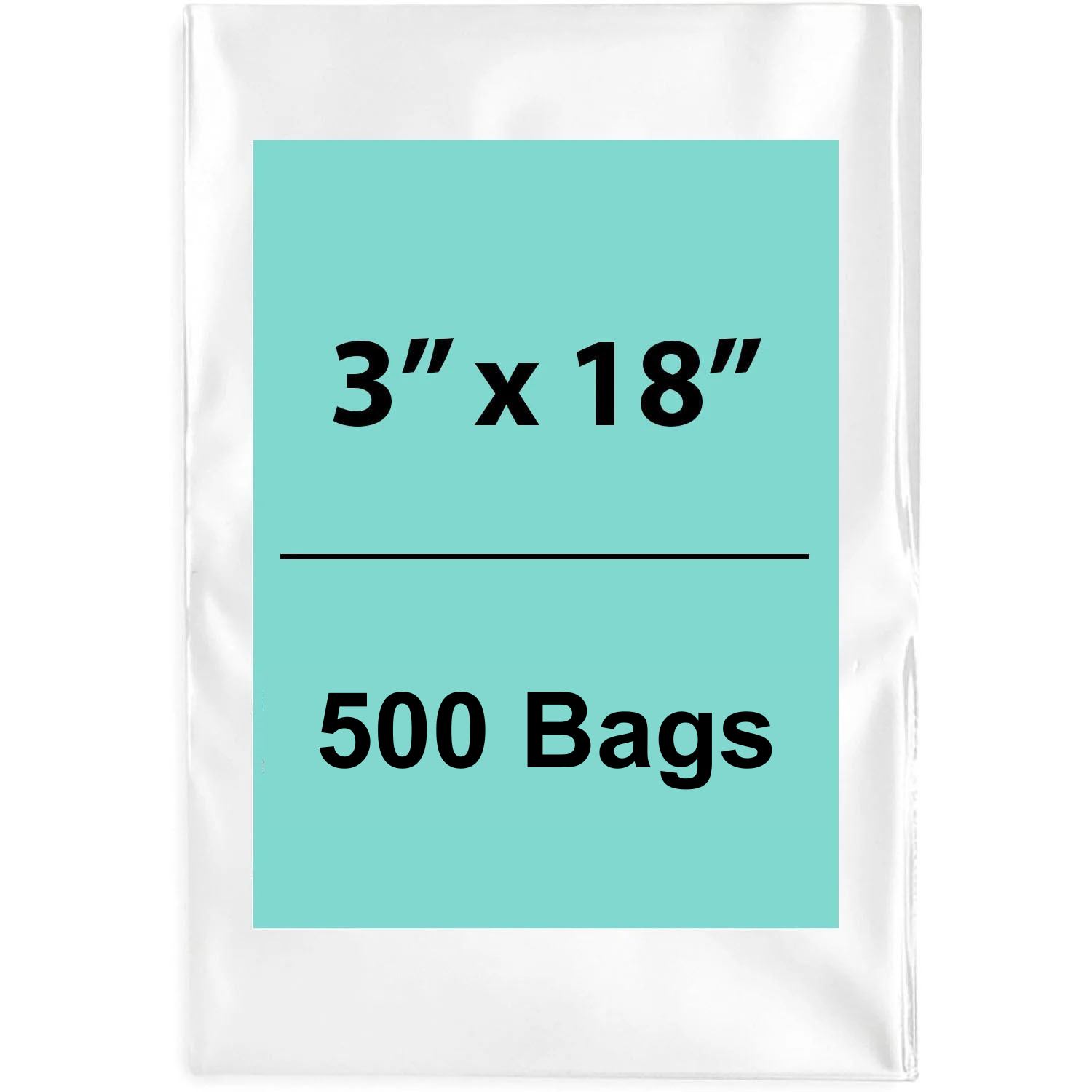 Clear Poly Bags 3"x 18" 1.5 Mil 500 Bags