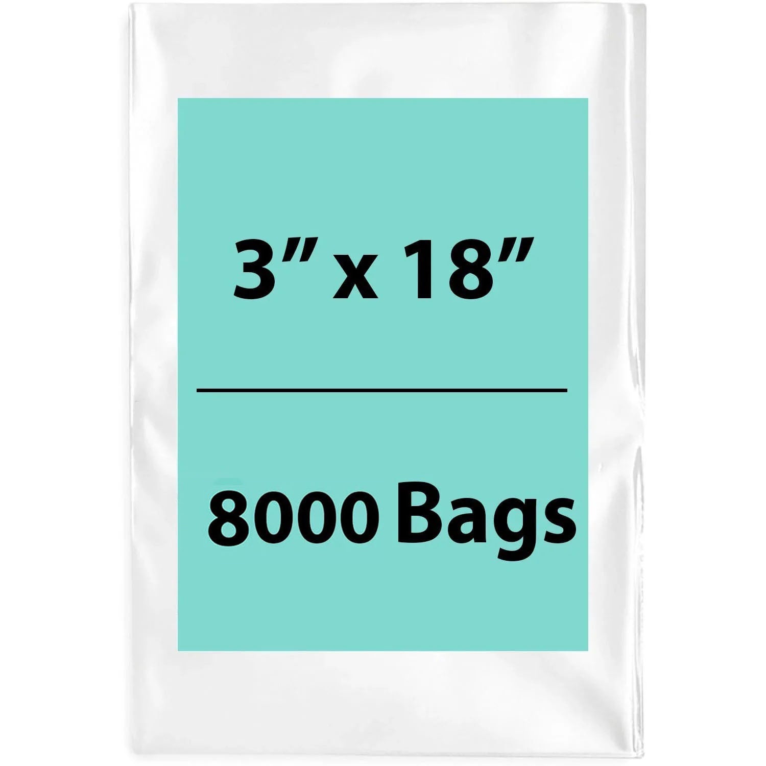 Clear Poly Bags 3"x 18" 1.5 Mil 8000 Bags