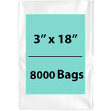 Clear Poly Bags 3"x 18" 1.5 Mil 8000 Bags